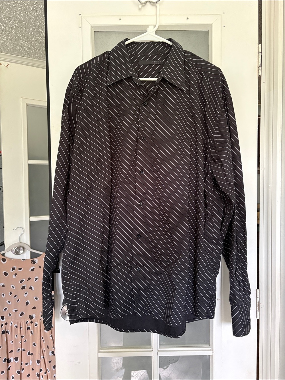 Black Diagonal Stripe Button-Up Shirt